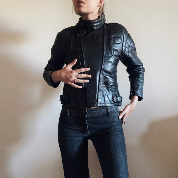 Sleek Vintage Leather Moto Jacket