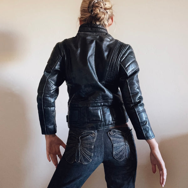 Sleek Vintage Leather Moto Jacket