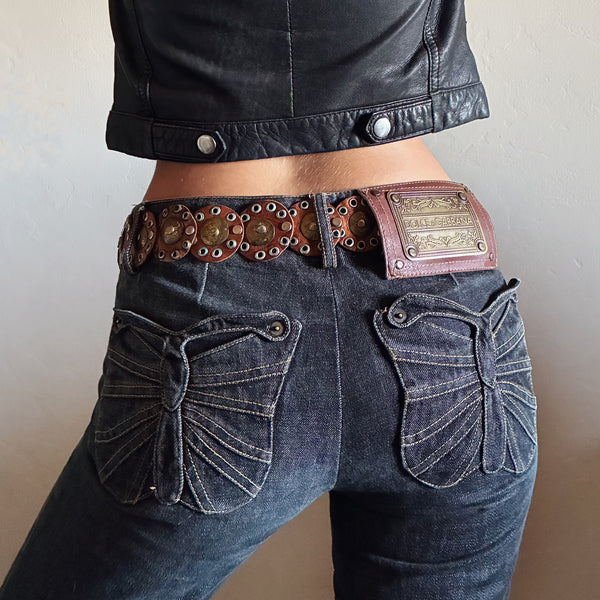 Vintage Brass Leather Moroccan Belt