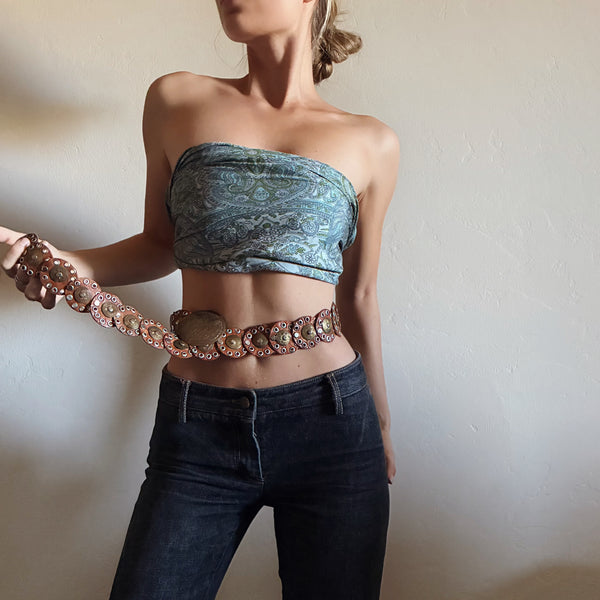 Vintage Brass Leather Moroccan Belt