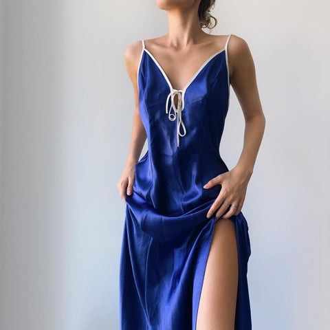 Vintage Royal Blue Silky Victoria Secret Slip Dress