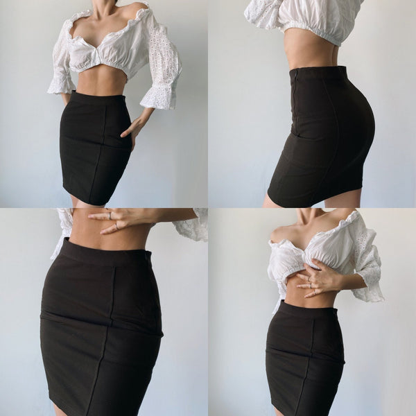 Vintage Versace Cocoa Brown Pencil Skirt
