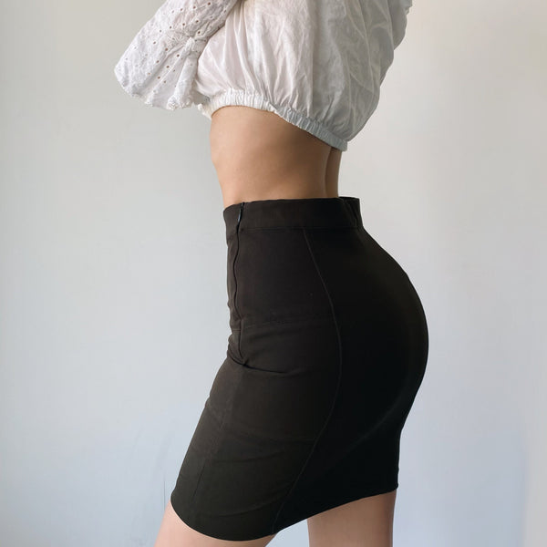 Vintage Versace Cocoa Brown Pencil Skirt