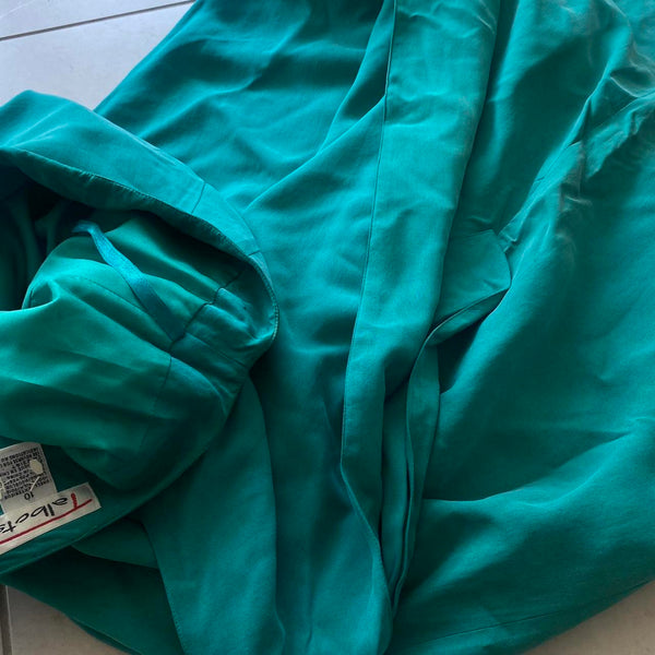 1990's Silk Teal Maxi Wrap Skirt