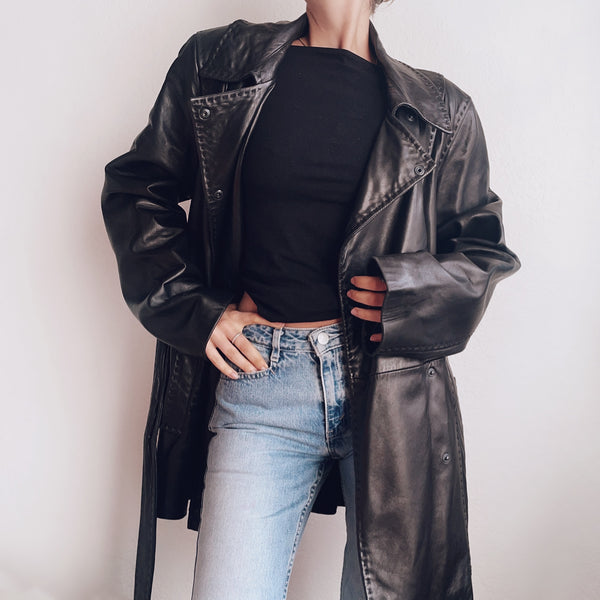 Vintage Leather CK Trench Coat