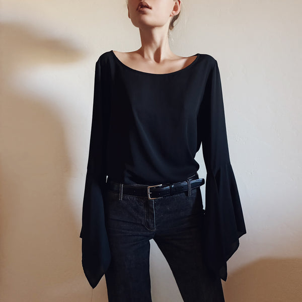 Chic Vintage Open Back Blouse