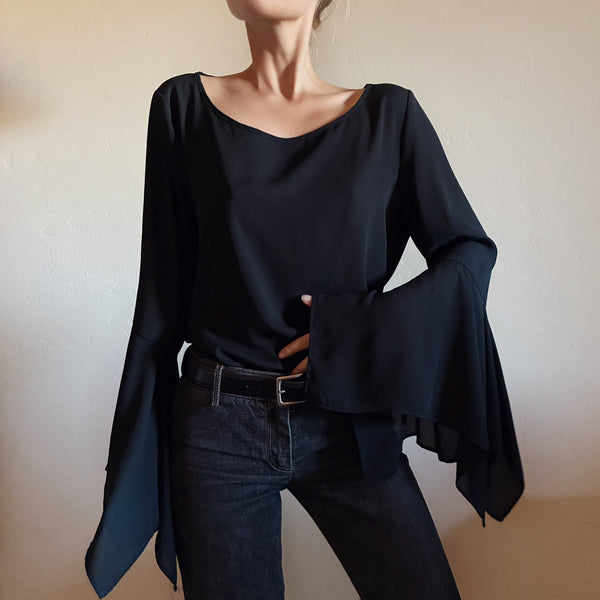 Chic Vintage Open Back Blouse