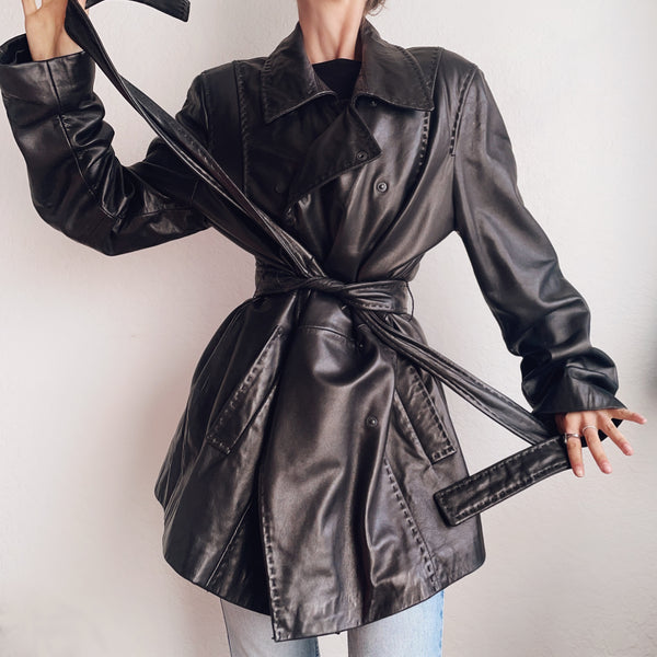 Vintage Leather CK Trench Coat