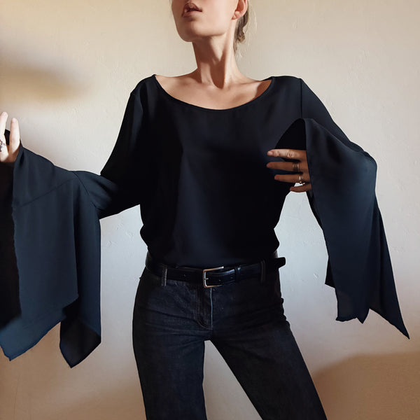 Chic Vintage Open Back Blouse
