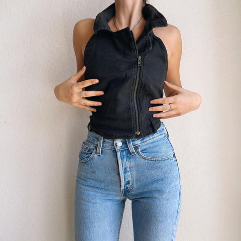 Vintage Armani Denim Halter Top