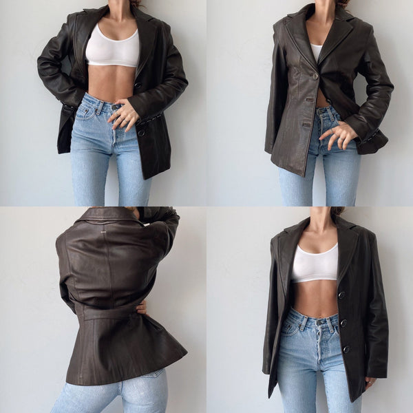 Vintage Cocoa Calvin Klein Leather Jacket