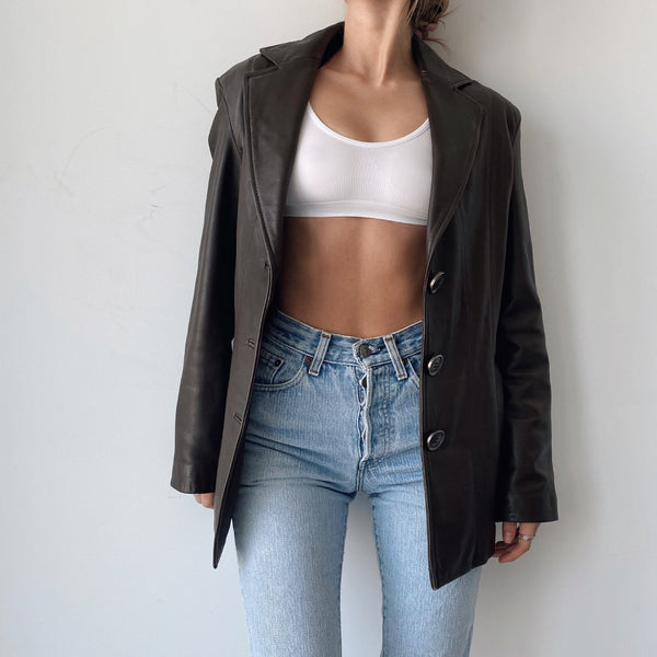 Vintage Cocoa Calvin Klein Leather Jacket