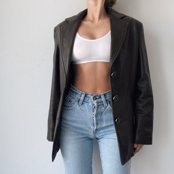 Vintage Cocoa Calvin Klein Leather Jacket