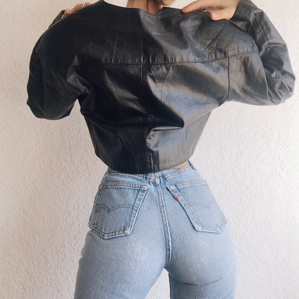 Vintage Cropped Leather Jacket