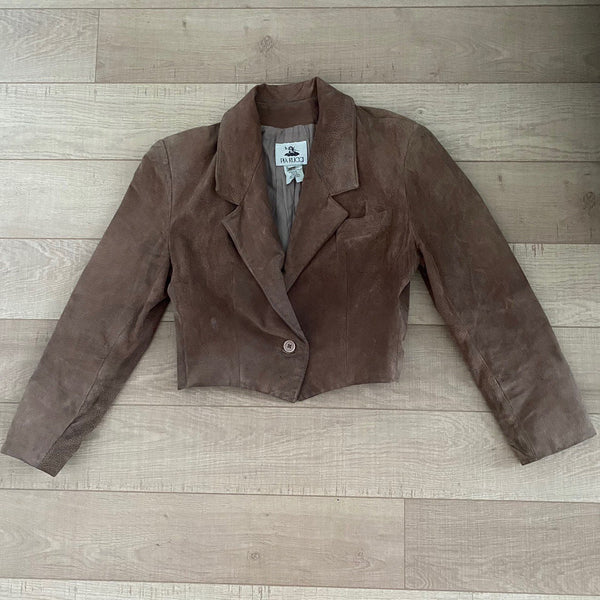 Vintage Caramel Suede Cropped Jacket