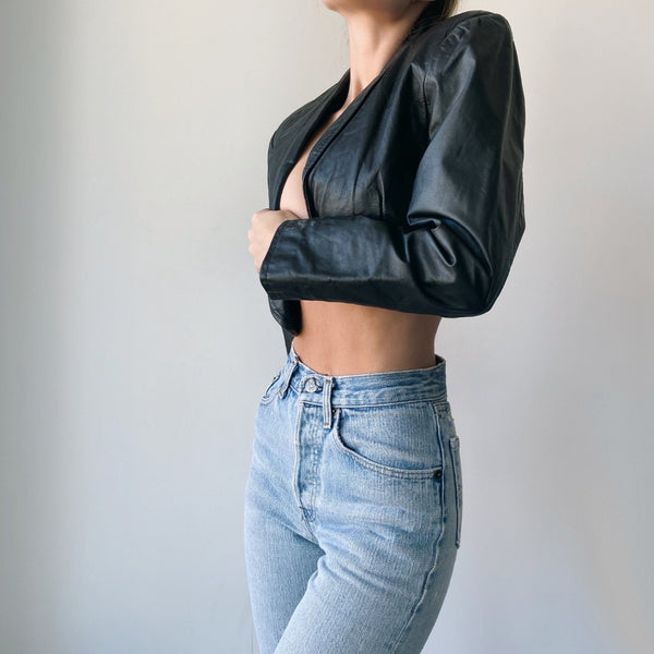 Vintage Cropped Leather Jacket