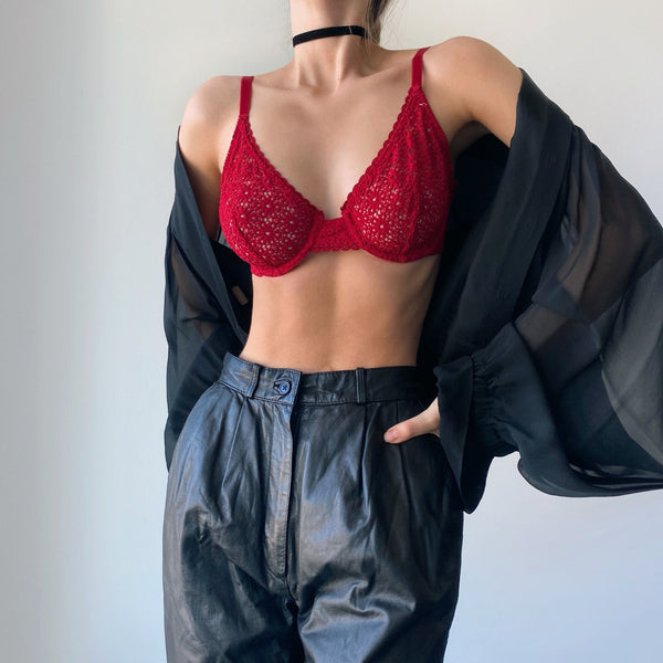 Vintage Red/Maroon Dior Bra