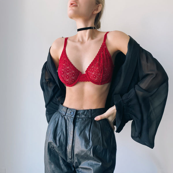 Vintage Red/Maroon Dior Bra