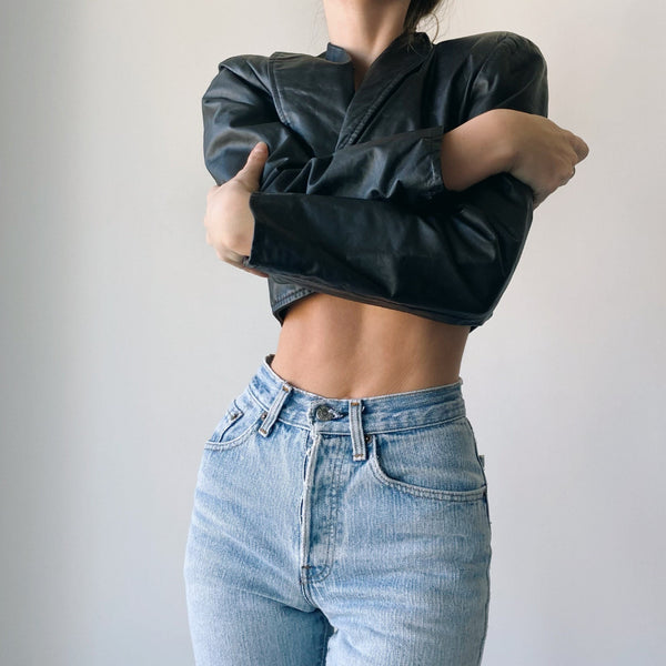 Vintage Cropped Leather Jacket